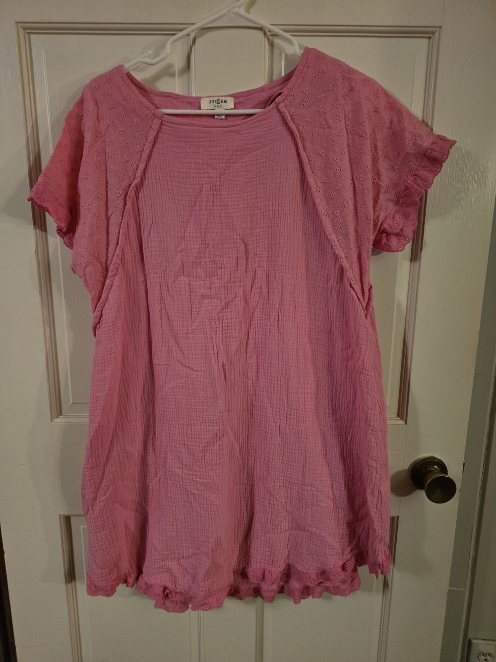 Umgee Pink Eyelet Sleeve Midi Dress #320
